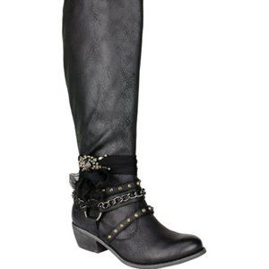New Not Rated Embellished Black Cowboy Boots, size 8.5
